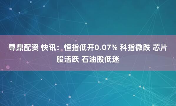 尊鼎配资 快讯：恒指低开0.07% 科指微跌 芯片股活跃 石油股低迷